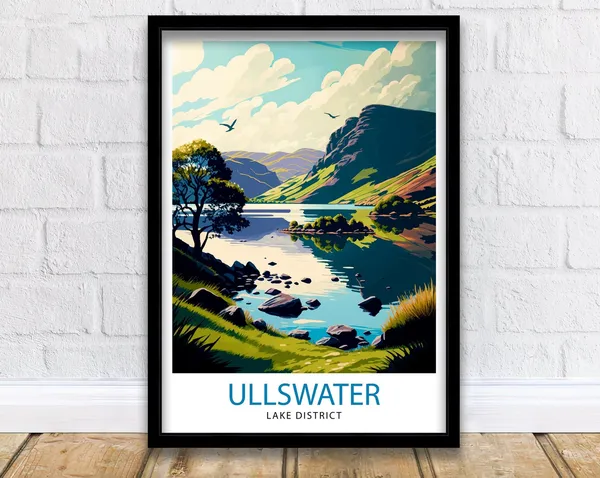 Ullswater Lake District Travel Poster, Home Decor