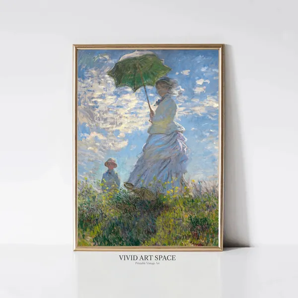 Claude Monet Woman With Parasol, Vintage Portrait Print