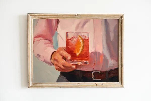 Pink Bar Cart Retro Cocktail Art Print