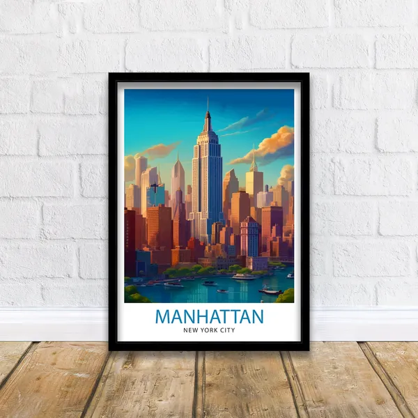 Manhattan Travel Poster, New York City Art Print