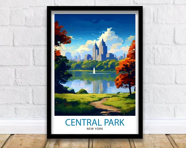 Central Park New York Travel Poster, NYC Landmark