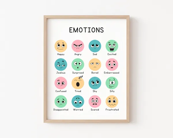 Emotions Feelings Chart for Kids, Classroom Poster
