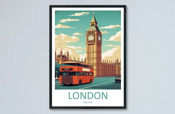 Big Ben Travel Poster, London Landmark Wall Art