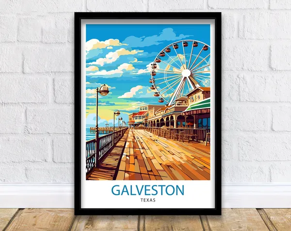 Galveston Texas Travel Poster, USA Travel Decor