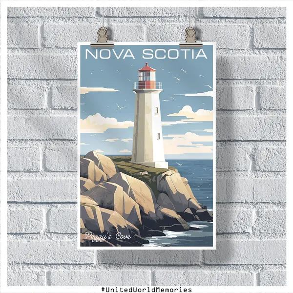 Peggys Cove Travel Poster, Nova Scotia Vintage