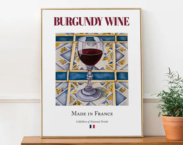 Burgundy Wine on Maiolica Tile, French Poster Print