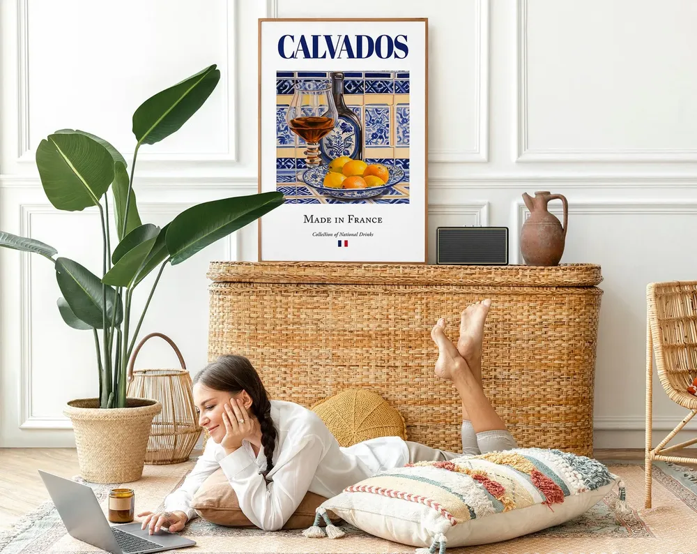 Calvados On Maiolica Tile, French Beverage Poster - Image 2