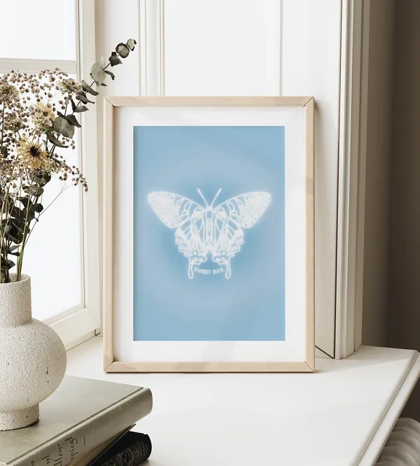 Aura Poster, Preppy Dorm Zen Butterfly Art Print