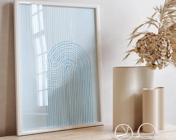 Mid-Century Modern Blue Beachy Rainbow Art Print