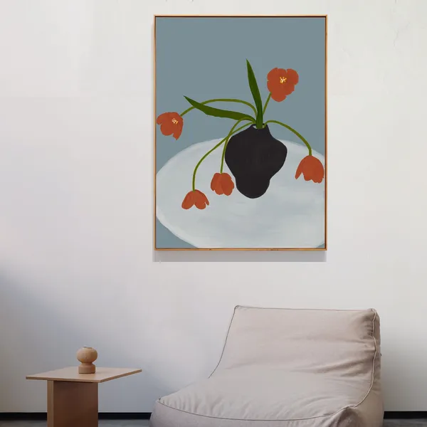 Red Tulips In A Vase Floral Art Print