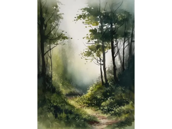 Forest Road Watercolor Art Print, North Carolina