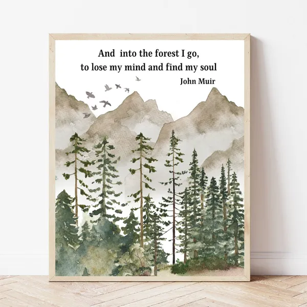John Muir Watercolor Quote Art Print for Nature Lovers