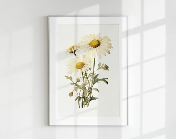 Daisy Vintage Poster, Botanical Flower Wall Art