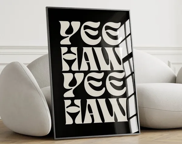 Yeehaw Retro Western Art Print, Bar Cart Decor