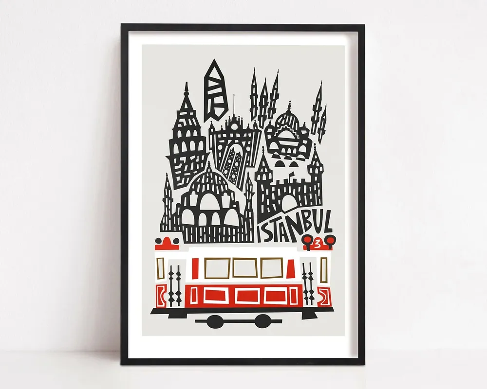 Istanbul Travel Poster, Mid-Century Destination Art