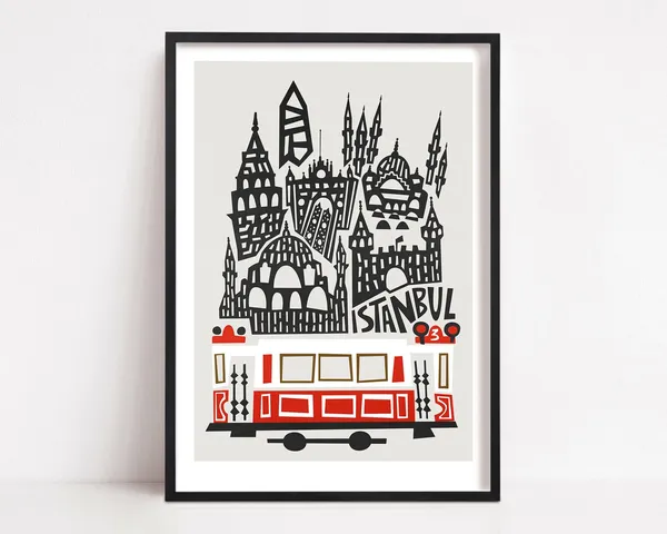 Istanbul Travel Poster, Mid-Century Destination Art