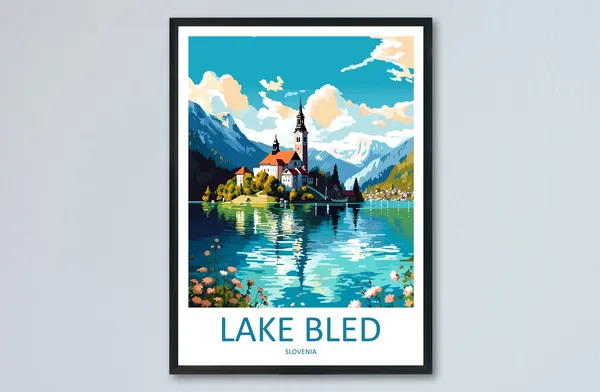 Lake Bled Travel Print, Slovenia Landscape Art
