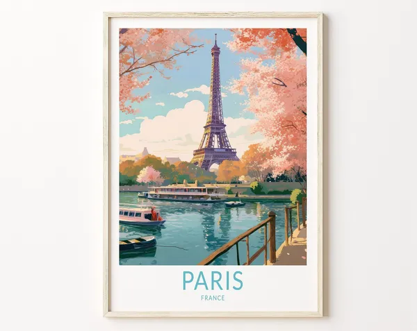 Paris Travel Print, Eiffel Tower Europe Poster