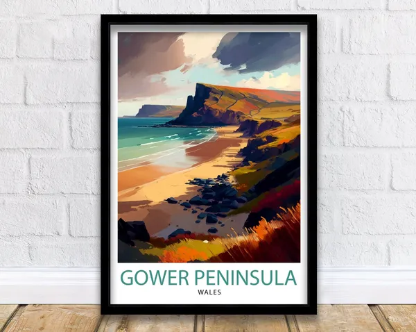 Gower Peninsula Wales Travel Poster, Europe Decor