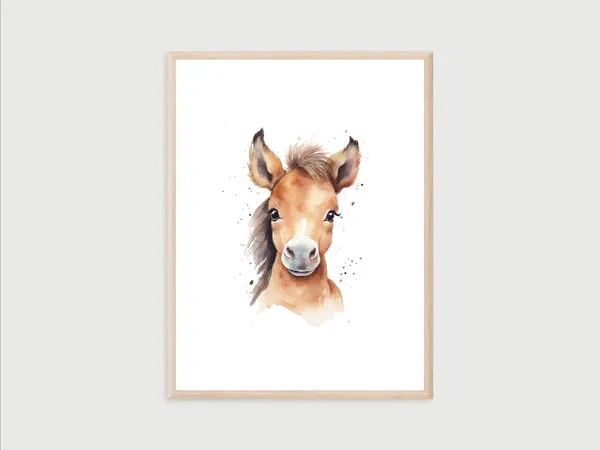 Baby Horse Watercolor Art Print, Nursery Decor