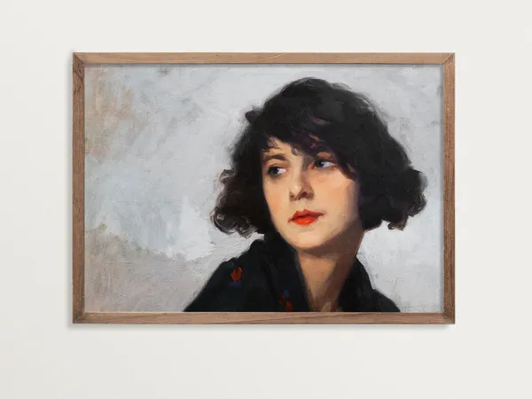 Vintage Woman Portrait, Moody Wall Art Poster