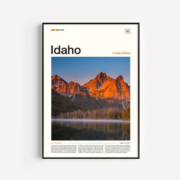 Idaho Travel Poster, USA Place Wall Art