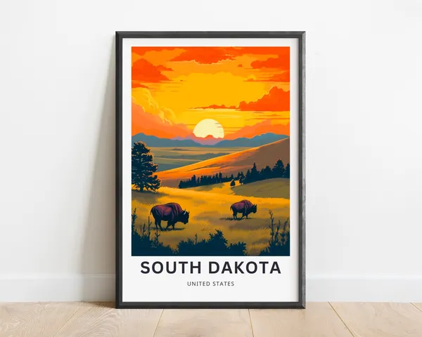 South Dakota Travel Poster, United States Wall Art