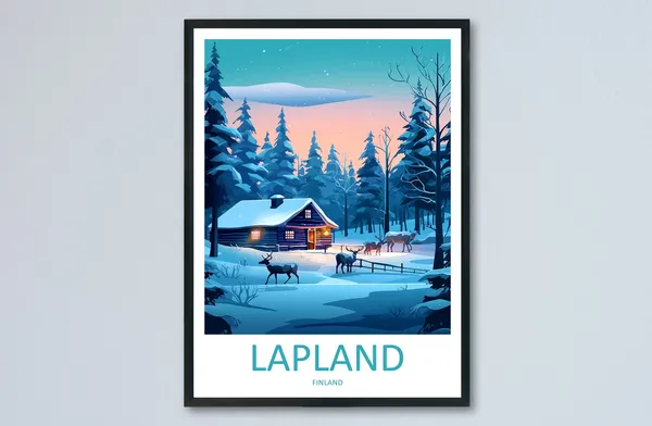 Lapland Travel Print, Finland Wall Art Print