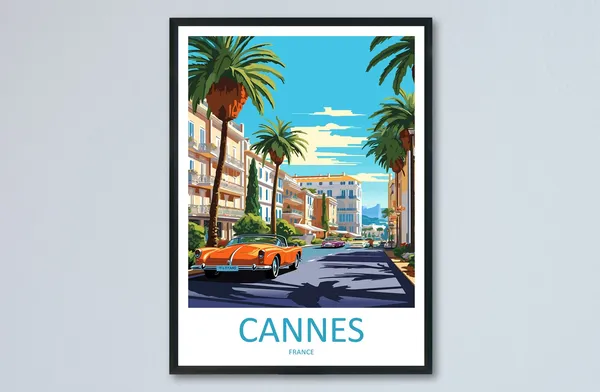 Cannes Travel Poster, France Wall Art Print