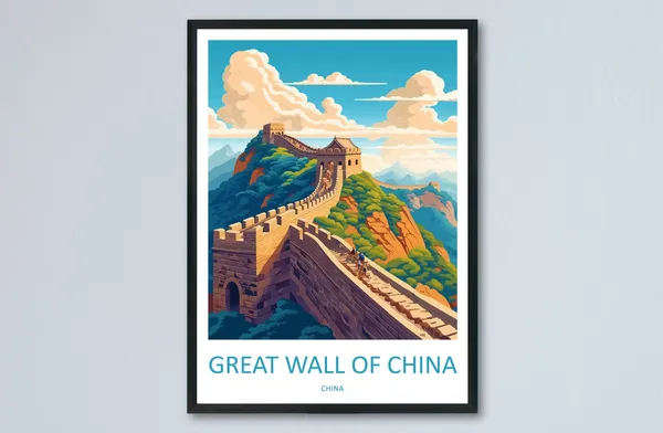 Great Wall Of China Travel Poster, Asia Wall Art