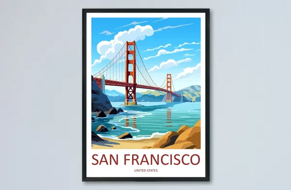 Golden Gate Bridge Travel Poster, San Francisco