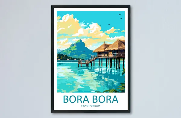 Bora Bora Travel Poster, French Polynesia Wall Art
