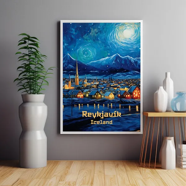 Reykjavik Iceland Vintage Travel Poster