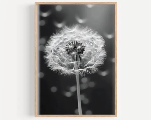Dandelion Minimalist Poster, Botanical Wall Art