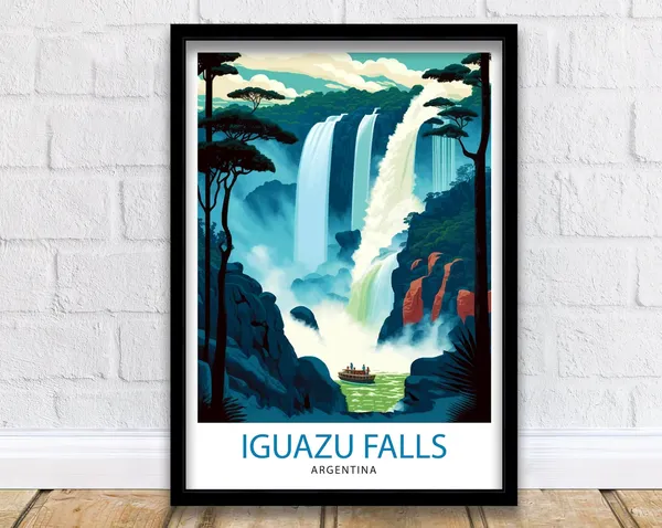 Iguazu Falls Argentina Travel Poster, Wall Decor