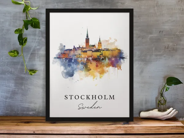 Stockholm Sweden Travel Poster, Custom Text