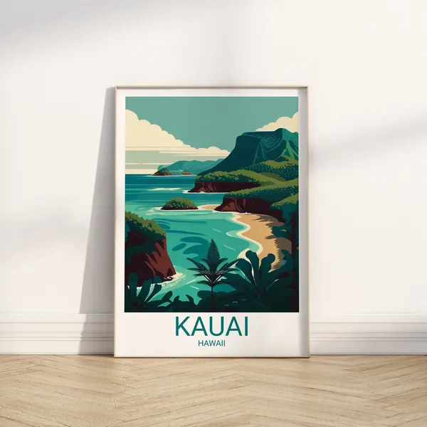 Kauai Vintage Travel Poster, Hawaii Art Print