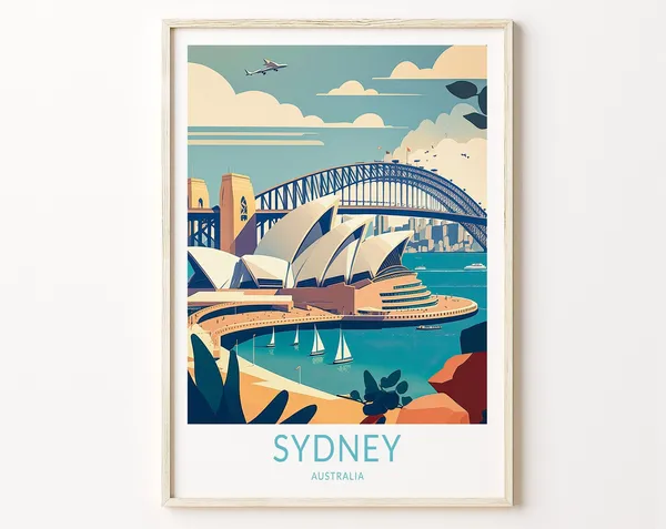Sydney Travel Poster, Australia City Travel Print