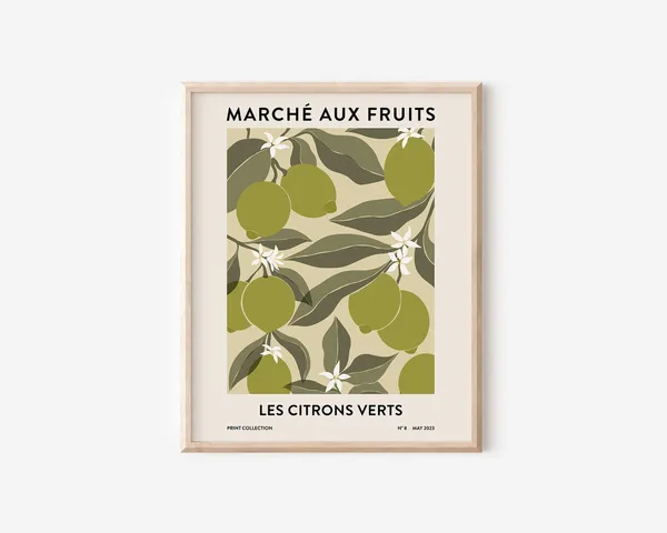 Limes Fruit Market Abstract Botanical Poster