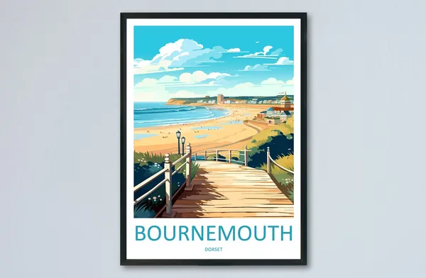 Bournemouth Travel Poster, Dorset Home Decor Print