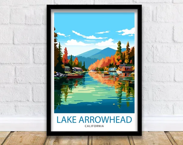 Lake Arrowhead California Travel Poster, Lake Arrowhead