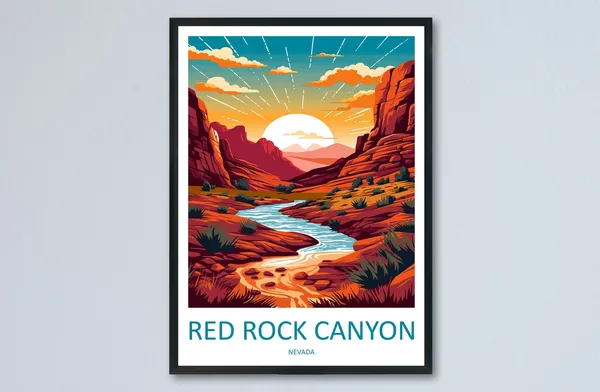 Red Rock Canyon Travel Poster, Nevada Landscape