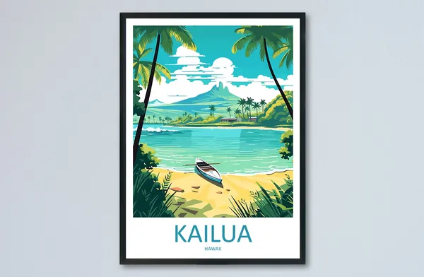Kailua Travel Poster, Hawaii Place Print