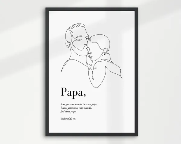 Fathers Day Personalized Dad Line Art Art Print