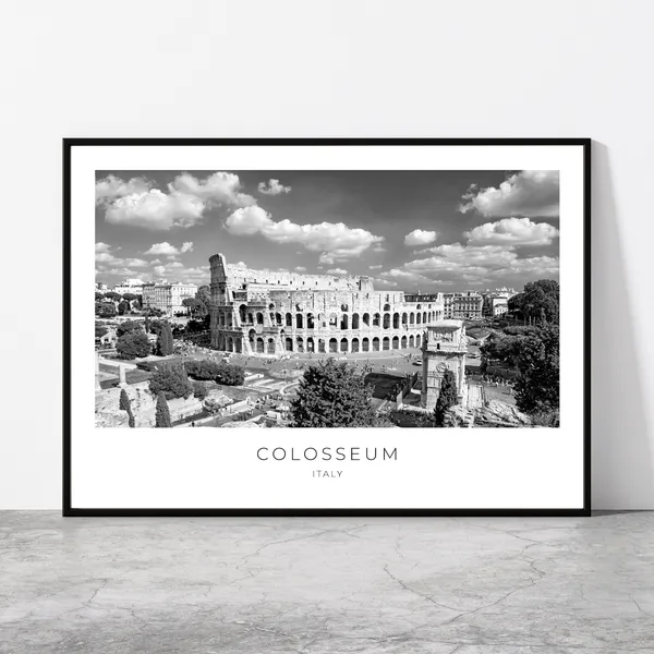 Colosseum Rome Travel Poster, Italy City Print