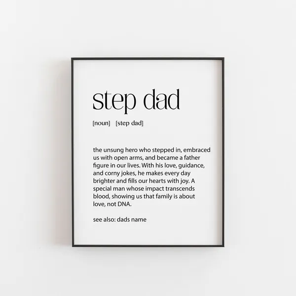 Step Dad Gift, Christmas Birthday Dictionary Art Print