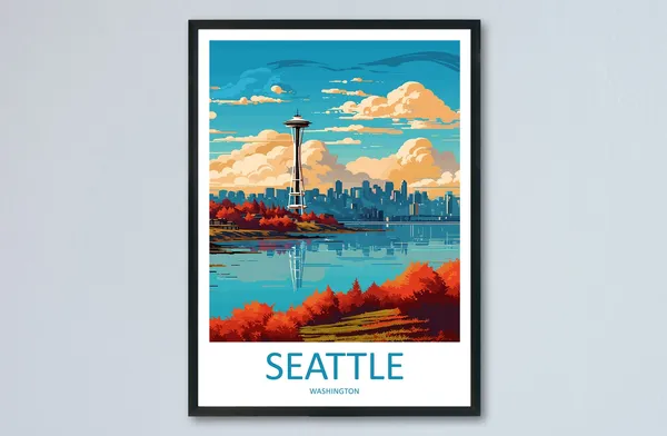 Seattle Travel Poster, Washington DC Art Lover Gift