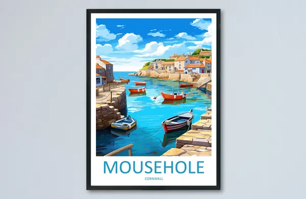 Mousehole Travel Poster, England Place Print