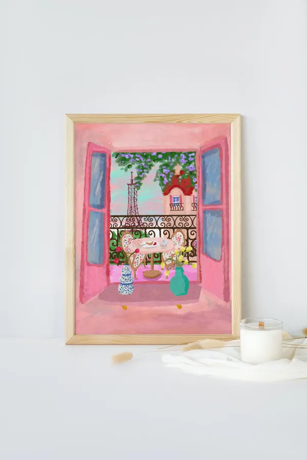 Paris Eiffel Tower Travel Poster, Parisian Art