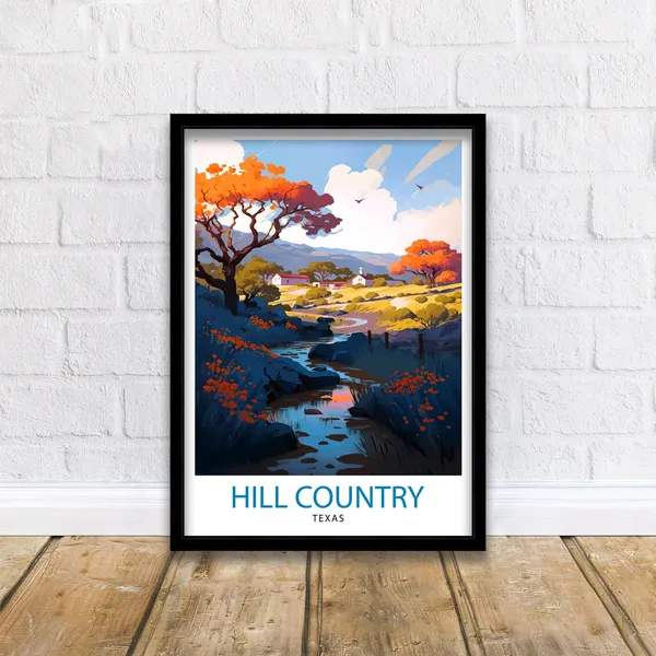 Hill Country Texas Travel Poster, Texas Wall Decor